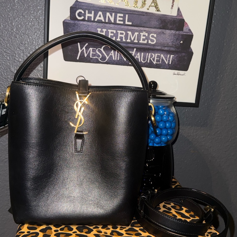 Yves Saint Laurent Black and Gold Shoulder Bag